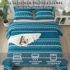 imageAndency Quilt King Size Set Grey 106x96 Inch 3 Pieces1 Striped Boho Printed Quilt and 2 Pillowcases Bohemian Summer Lightweight Reversible Microfiber Bedspread Coverlet Sets05  Teal  Printed Pattern