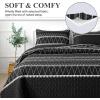 imageAndency Quilt King Size Set Grey 106x96 Inch 3 Pieces1 Striped Boho Printed Quilt and 2 Pillowcases Bohemian Summer Lightweight Reversible Microfiber Bedspread Coverlet Sets04  Black  Printed Pattern