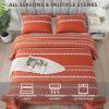 imageAndency Quilt King Size Set Grey 106x96 Inch 3 Pieces1 Striped Boho Printed Quilt and 2 Pillowcases Bohemian Summer Lightweight Reversible Microfiber Bedspread Coverlet Sets06  Orange  Printed Pattern