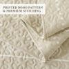 imageAndency Quilt King Size Set Grey 106x96 Inch 3 Pieces1 Striped Boho Printed Quilt and 2 Pillowcases Bohemian Summer Lightweight Reversible Microfiber Bedspread Coverlet SetsBeige  Printed Pattern