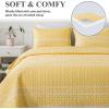imageAndency Quilt King Size Set Grey 106x96 Inch 3 Pieces1 Striped Boho Printed Quilt and 2 Pillowcases Bohemian Summer Lightweight Reversible Microfiber Bedspread Coverlet Sets08  Yellow  Printed Pattern