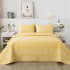 imageAndency Quilt King Size Set Grey 106x96 Inch 3 Pieces1 Striped Boho Printed Quilt and 2 Pillowcases Bohemian Summer Lightweight Reversible Microfiber Bedspread Coverlet Sets08  Yellow  Printed Pattern
