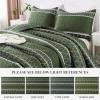 imageAndency Quilt King Size Set Grey 106x96 Inch 3 Pieces1 Striped Boho Printed Quilt and 2 Pillowcases Bohemian Summer Lightweight Reversible Microfiber Bedspread Coverlet Sets05  Green  Printed Pattern