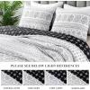 imageAndency Quilt King Size Set Grey 106x96 Inch 3 Pieces1 Striped Boho Printed Quilt and 2 Pillowcases Bohemian Summer Lightweight Reversible Microfiber Bedspread Coverlet SetsWhite Black  Printed Pattern
