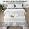 imageAndency Quilt King Size Set Grey 106x96 Inch 3 Pieces1 Striped Boho Printed Quilt and 2 Pillowcases Bohemian Summer Lightweight Reversible Microfiber Bedspread Coverlet SetsWhite Black  Printed Pattern