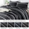 imageAndency Quilt King Size Set Grey 106x96 Inch 3 Pieces1 Striped Boho Printed Quilt and 2 Pillowcases Bohemian Summer Lightweight Reversible Microfiber Bedspread Coverlet Sets04  Black  Printed Pattern