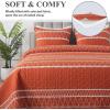 imageAndency Quilt King Size Set Grey 106x96 Inch 3 Pieces1 Striped Boho Printed Quilt and 2 Pillowcases Bohemian Summer Lightweight Reversible Microfiber Bedspread Coverlet Sets06  Orange  Printed Pattern