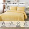 imageAndency Quilt King Size Set Grey 106x96 Inch 3 Pieces1 Striped Boho Printed Quilt and 2 Pillowcases Bohemian Summer Lightweight Reversible Microfiber Bedspread Coverlet Sets08  Yellow  Printed Pattern