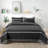 imageAndency Quilt King Size Set Grey 106x96 Inch 3 Pieces1 Striped Boho Printed Quilt and 2 Pillowcases Bohemian Summer Lightweight Reversible Microfiber Bedspread Coverlet Sets04  Black  Printed Pattern