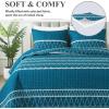 imageAndency Quilt King Size Set Grey 106x96 Inch 3 Pieces1 Striped Boho Printed Quilt and 2 Pillowcases Bohemian Summer Lightweight Reversible Microfiber Bedspread Coverlet Sets05  Teal  Printed Pattern