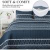 imageAndency Quilt King Size Set Grey 106x96 Inch 3 Pieces1 Striped Boho Printed Quilt and 2 Pillowcases Bohemian Summer Lightweight Reversible Microfiber Bedspread Coverlet Sets02  Navy  Printed Pattern