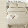 imageAndency Quilt King Size Set Grey 106x96 Inch 3 Pieces1 Striped Boho Printed Quilt and 2 Pillowcases Bohemian Summer Lightweight Reversible Microfiber Bedspread Coverlet SetsBeige  Printed Pattern
