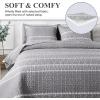 imageAndency Quilt King Size Set Grey 106x96 Inch 3 Pieces1 Striped Boho Printed Quilt and 2 Pillowcases Bohemian Summer Lightweight Reversible Microfiber Bedspread Coverlet Sets01  Grey  Printed Pattern