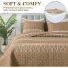 imageAndency Quilt King Size Set Grey 106x96 Inch 3 Pieces1 Striped Boho Printed Quilt and 2 Pillowcases Bohemian Summer Lightweight Reversible Microfiber Bedspread Coverlet SetsTaupe  Printed Pattern