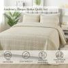imageAndency Quilt King Size Set Grey 106x96 Inch 3 Pieces1 Striped Boho Printed Quilt and 2 Pillowcases Bohemian Summer Lightweight Reversible Microfiber Bedspread Coverlet SetsBeige  Printed Pattern