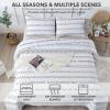 imageAndency Quilt King Size Set Grey 106x96 Inch 3 Pieces1 Striped Boho Printed Quilt and 2 Pillowcases Bohemian Summer Lightweight Reversible Microfiber Bedspread Coverlet Sets03  White  Printed Pattern