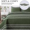 imageAndency Quilt King Size Set Grey 106x96 Inch 3 Pieces1 Striped Boho Printed Quilt and 2 Pillowcases Bohemian Summer Lightweight Reversible Microfiber Bedspread Coverlet Sets05  Green  Printed Pattern