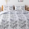 imageAndency White Leaves Print Comforter Set Queen Size 90x90 Inch 3 Pieces Lightweight Soft Microfiber Bedding Comforter Sets Aesthetic Cute Bed Set for All Season