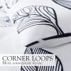 imageAndency White Leaves Print Comforter Set Queen Size 90x90 Inch 3 Pieces Lightweight Soft Microfiber Bedding Comforter Sets Aesthetic Cute Bed Set for All Season