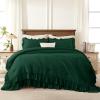 imageAndency White Ruffle Comforter Full Set 3pcs Vintage Farmhouse Shabby Chic Bedding Comforter Set Soft Lightweight Fluffy Bed Comforter Sets All Season Bedding SetDark Green