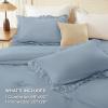 imageAndency White Ruffle Comforter Full Set 3pcs Vintage Farmhouse Shabby Chic Bedding Comforter Set Soft Lightweight Fluffy Bed Comforter Sets All Season Bedding SetGrayish Blue