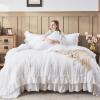 imageAndency White Ruffle Comforter Full Set 3pcs Vintage Farmhouse Shabby Chic Bedding Comforter Set Soft Lightweight Fluffy Bed Comforter Sets All Season Bedding SetWhite