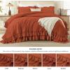 imageAndency White Ruffle Comforter Full Set 3pcs Vintage Farmhouse Shabby Chic Bedding Comforter Set Soft Lightweight Fluffy Bed Comforter Sets All Season Bedding SetTerracotta