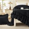 imageAndency White Ruffle Comforter Full Set 3pcs Vintage Farmhouse Shabby Chic Bedding Comforter Set Soft Lightweight Fluffy Bed Comforter Sets All Season Bedding SetBlack