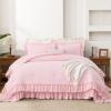 imageAndency White Ruffle Comforter Full Set 3pcs Vintage Farmhouse Shabby Chic Bedding Comforter Set Soft Lightweight Fluffy Bed Comforter Sets All Season Bedding SetPink