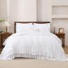 imageAndency White Ruffle Comforter Full Set 3pcs Vintage Farmhouse Shabby Chic Bedding Comforter Set Soft Lightweight Fluffy Bed Comforter Sets All Season Bedding SetWhite