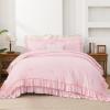imageAndency White Ruffle Comforter Full Set 3pcs Vintage Farmhouse Shabby Chic Bedding Comforter Set Soft Lightweight Fluffy Bed Comforter Sets All Season Bedding SetPink