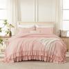imageAndency White Ruffle Comforter Full Set 3pcs Vintage Farmhouse Shabby Chic Bedding Comforter Set Soft Lightweight Fluffy Bed Comforter Sets All Season Bedding SetBlush