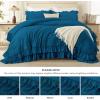 imageAndency White Ruffle Comforter Full Set 3pcs Vintage Farmhouse Shabby Chic Bedding Comforter Set Soft Lightweight Fluffy Bed Comforter Sets All Season Bedding SetTeal