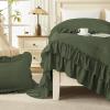 imageAndency White Ruffle Comforter Full Set 3pcs Vintage Farmhouse Shabby Chic Bedding Comforter Set Soft Lightweight Fluffy Bed Comforter Sets All Season Bedding SetOlive
