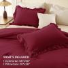 imageAndency White Ruffle Comforter Full Set 3pcs Vintage Farmhouse Shabby Chic Bedding Comforter Set Soft Lightweight Fluffy Bed Comforter Sets All Season Bedding SetBurgundy