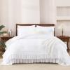 imageAndency White Ruffle Comforter Full Set 3pcs Vintage Farmhouse Shabby Chic Bedding Comforter Set Soft Lightweight Fluffy Bed Comforter Sets All Season Bedding SetWhite