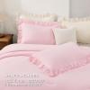 imageAndency White Ruffle Comforter Full Set 3pcs Vintage Farmhouse Shabby Chic Bedding Comforter Set Soft Lightweight Fluffy Bed Comforter Sets All Season Bedding SetPink