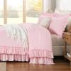 imageAndency White Ruffle Comforter Full Set 3pcs Vintage Farmhouse Shabby Chic Bedding Comforter Set Soft Lightweight Fluffy Bed Comforter Sets All Season Bedding SetPink