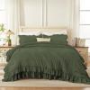 imageAndency White Ruffle Comforter Full Set 3pcs Vintage Farmhouse Shabby Chic Bedding Comforter Set Soft Lightweight Fluffy Bed Comforter Sets All Season Bedding SetOlive