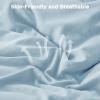 imageAndency White Ruffle Comforter Full Set 3pcs Vintage Farmhouse Shabby Chic Bedding Comforter Set Soft Lightweight Fluffy Bed Comforter Sets All Season Bedding SetLight Blue