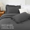 imageAndency White Ruffle Comforter Full Set 3pcs Vintage Farmhouse Shabby Chic Bedding Comforter Set Soft Lightweight Fluffy Bed Comforter Sets All Season Bedding SetDark Grey