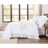 imageAndency White Ruffle Comforter Full Set 3pcs Vintage Farmhouse Shabby Chic Bedding Comforter Set Soft Lightweight Fluffy Bed Comforter Sets All Season Bedding SetWhite