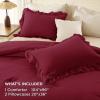 imageAndency White Ruffle Comforter Full Set 3pcs Vintage Farmhouse Shabby Chic Bedding Comforter Set Soft Lightweight Fluffy Bed Comforter Sets All Season Bedding SetBurgundy