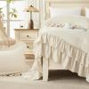 imageAndency White Ruffle Comforter Full Set 3pcs Vintage Farmhouse Shabby Chic Bedding Comforter Set Soft Lightweight Fluffy Bed Comforter Sets All Season Bedding SetBeige