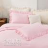 imageAndency White Ruffle Comforter Full Set 3pcs Vintage Farmhouse Shabby Chic Bedding Comforter Set Soft Lightweight Fluffy Bed Comforter Sets All Season Bedding SetPink