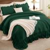 imageAndency White Ruffle Comforter Full Set 3pcs Vintage Farmhouse Shabby Chic Bedding Comforter Set Soft Lightweight Fluffy Bed Comforter Sets All Season Bedding SetDark Green