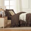 imageAndency White Ruffle Comforter Full Set 3pcs Vintage Farmhouse Shabby Chic Bedding Comforter Set Soft Lightweight Fluffy Bed Comforter Sets All Season Bedding SetBrown