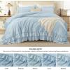 imageAndency White Ruffle Comforter Full Set 3pcs Vintage Farmhouse Shabby Chic Bedding Comforter Set Soft Lightweight Fluffy Bed Comforter Sets All Season Bedding SetLight Blue