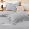 imageAndency White Ruffle Comforter Full Set 3pcs Vintage Farmhouse Shabby Chic Bedding Comforter Set Soft Lightweight Fluffy Bed Comforter Sets All Season Bedding SetLight Gray