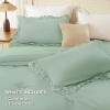 imageAndency White Ruffle Comforter Full Set 3pcs Vintage Farmhouse Shabby Chic Bedding Comforter Set Soft Lightweight Fluffy Bed Comforter Sets All Season Bedding SetSage